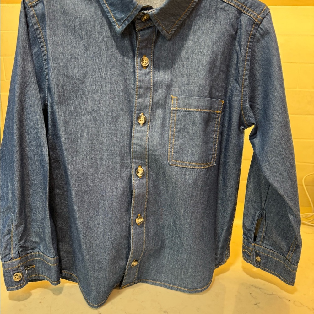 Kids Blue Button Down Denim Shirt